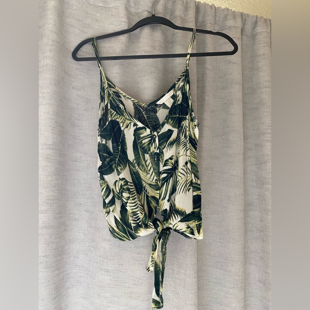H&M tie front palm print tank top size 10